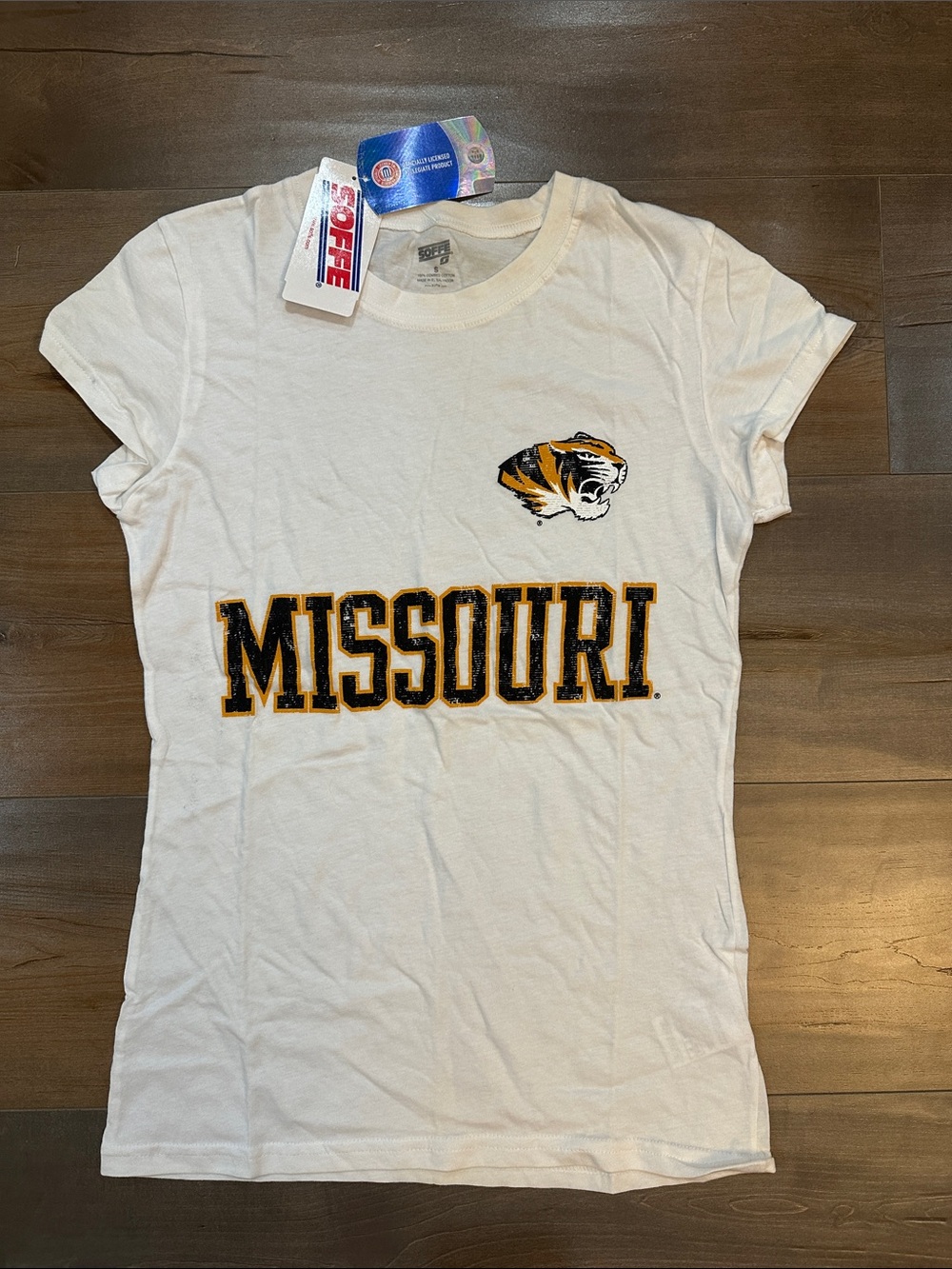 Soffe White Missouri Graphic Tee with Tiger Logo